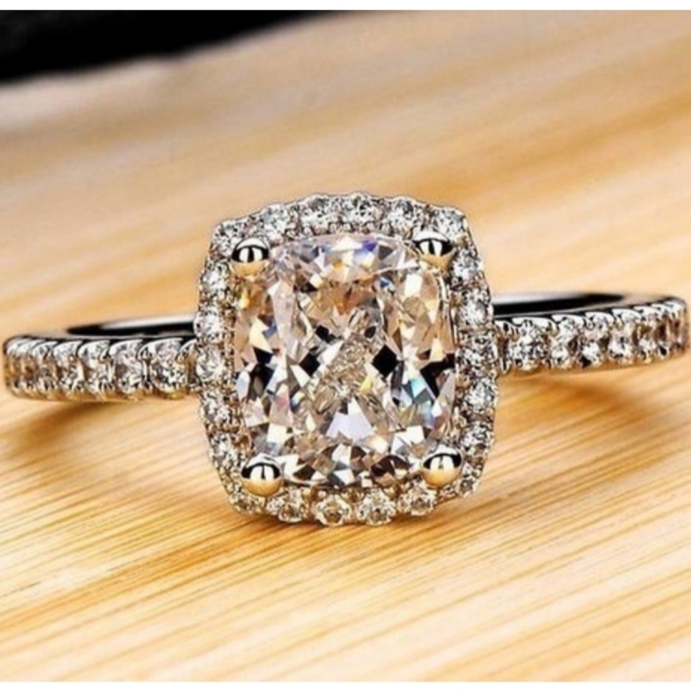 Halo Cushion Cut Diamond Ring